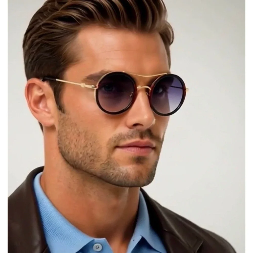 Mens Round Sunglasses Hip Hop Style Retro Vintage Streetwear UV400 Eyewear Gafas